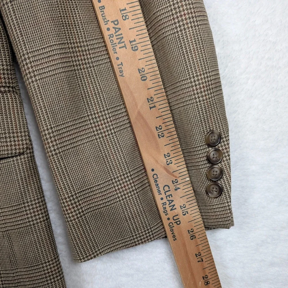 Jos A Bank Sport Coat Mens 46L Tan Glen Plaid Check Wool Silk Blazer Jacket‎